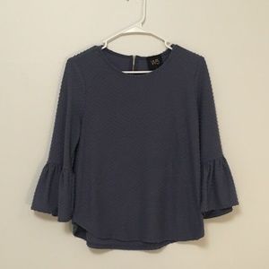 Blue Flutter Sleeve Blouse